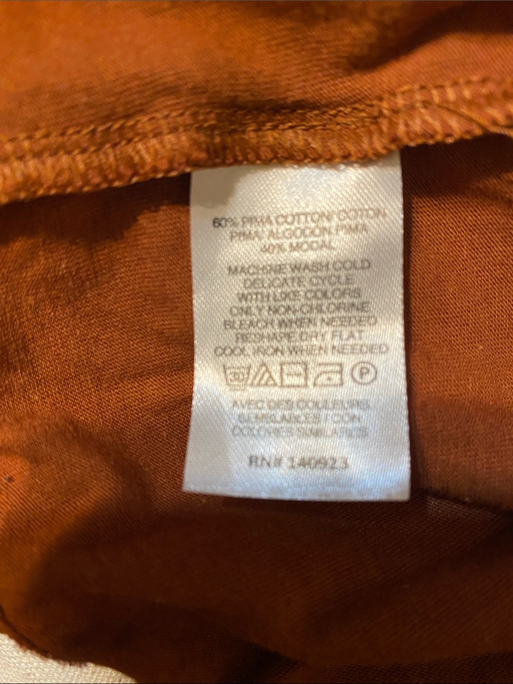 LOFT Women's Rust Crochet-Yoke Long Sleeve top - Picture 3 of 3